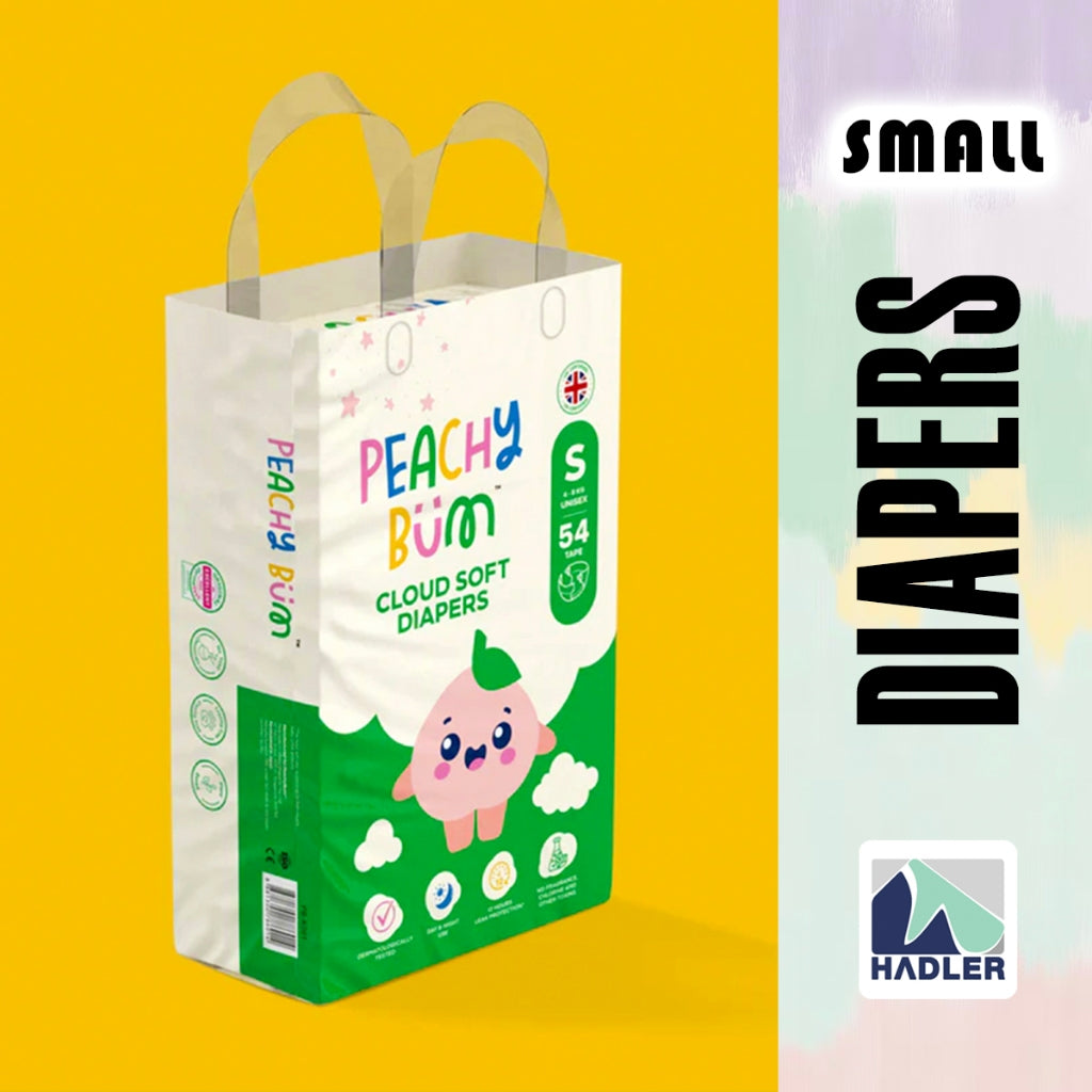 Peachy Bum Cloud Soft Tape Diapers - Small Size (54 Diapers)