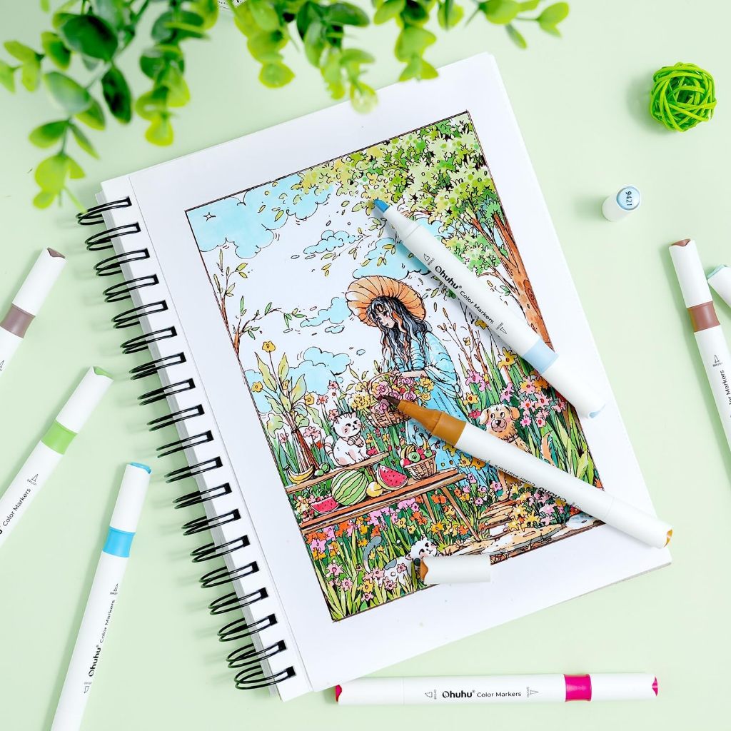 Ohuhu 64-Color Dual Tip Brush and Chisel Water Based Markers