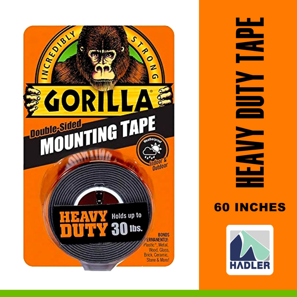 Gorilla Heavy Duty 60" Black Double-Sided Mounting Tape – Industrial Strength, Permanent