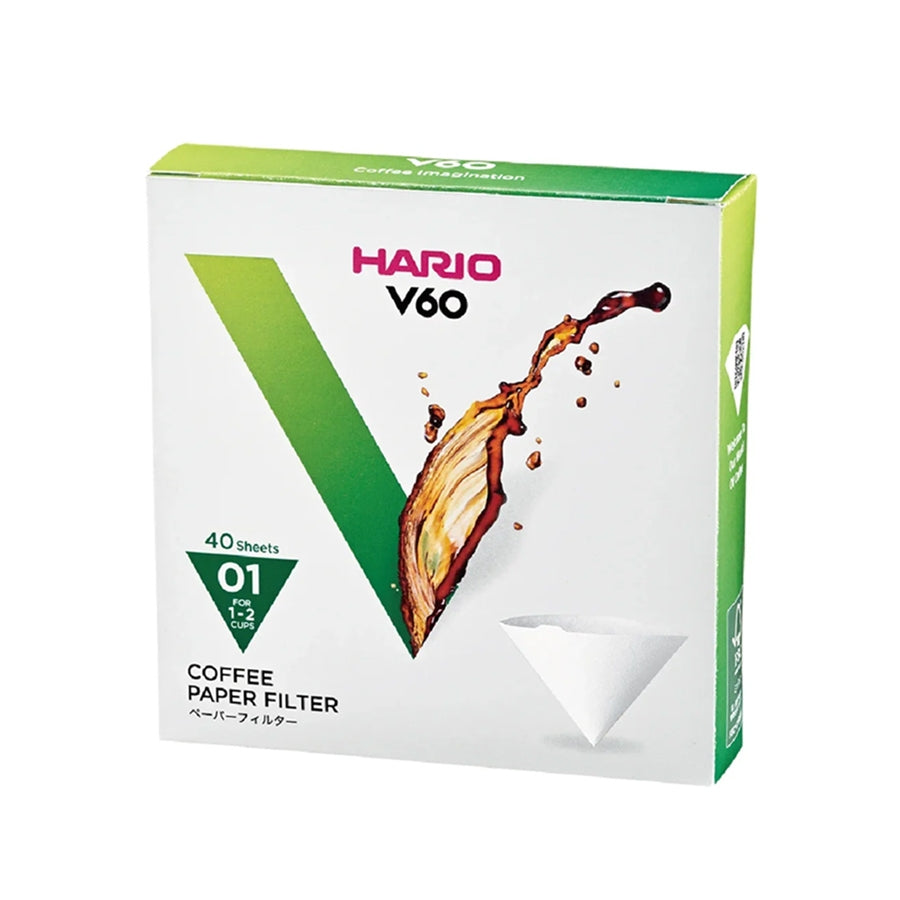 Hario V60 White Filter Paper Size 01 – Box of 40