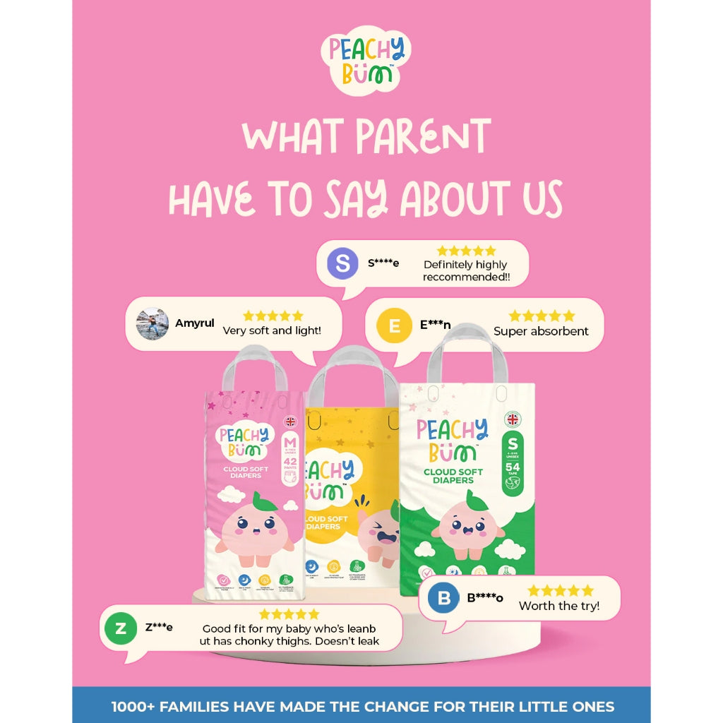 Peachy Bum Cloud Soft Tape Diapers - For New Born (62 Diapers)