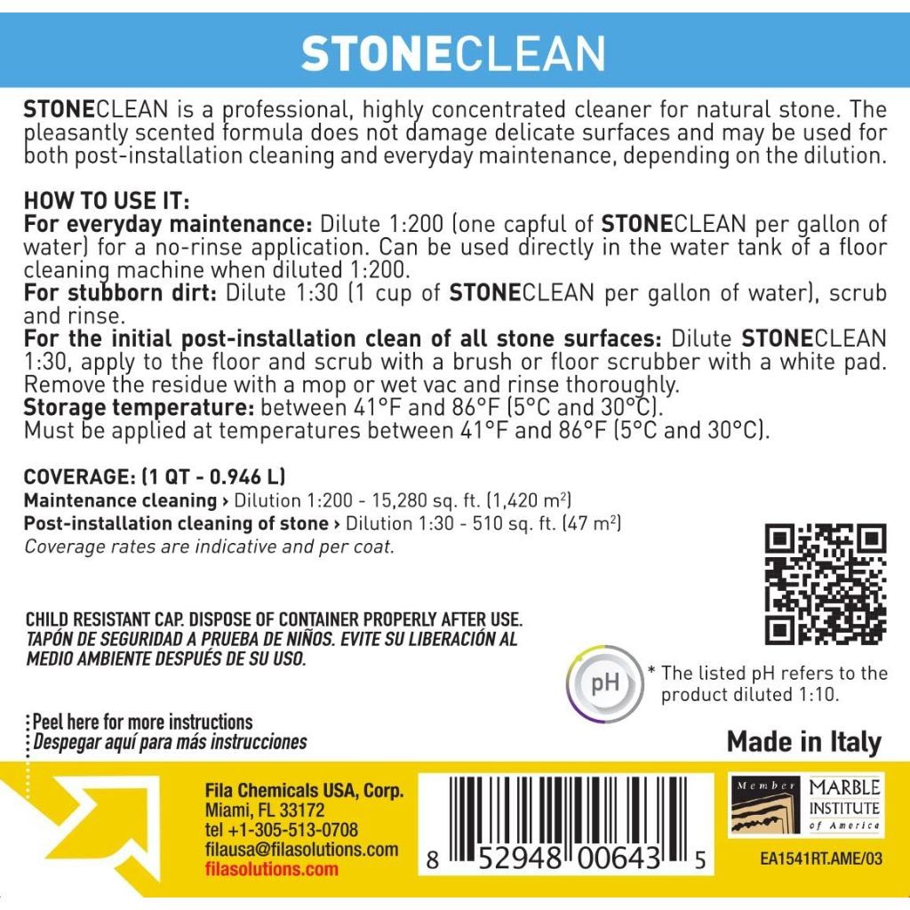 FILA STONECLEAN Natural Stone Neutral Cleaner [946ml/3.78L]