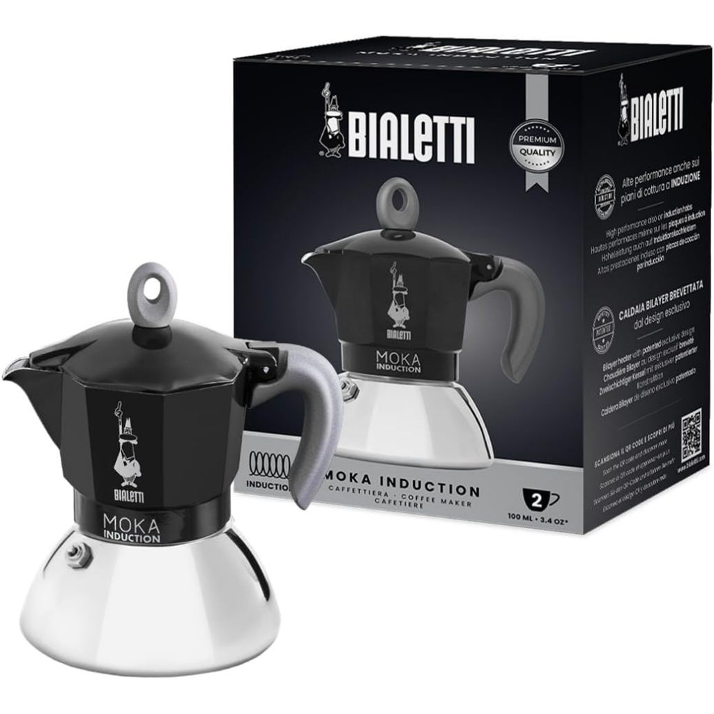 Bialetti Moka Induction Stovetop Coffee Maker, 2/4/6 Cups – Red/Black