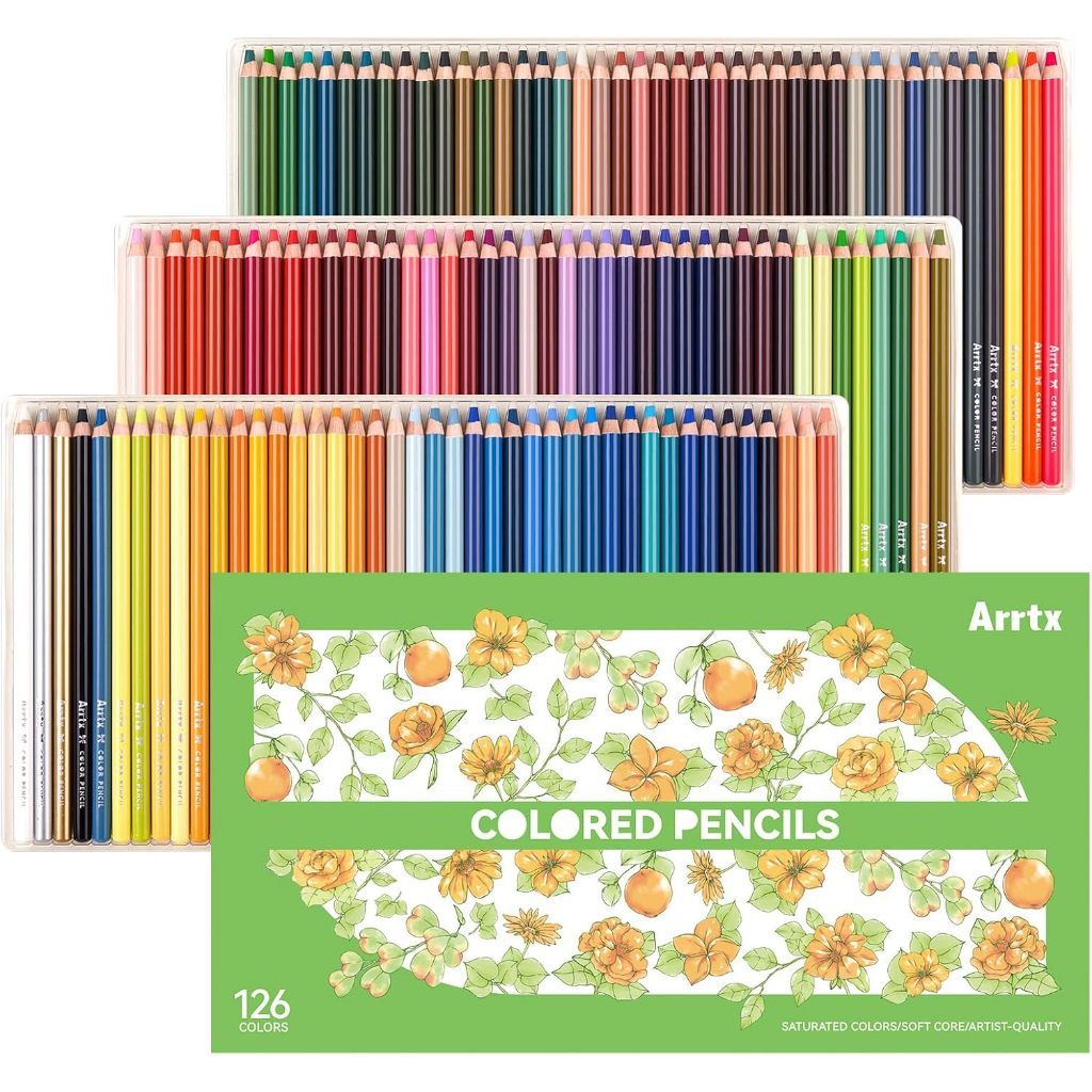 Arrtx 126 Soft Core Colored Pencils Artist Grade Set (5.0mm Soft Core for Blending & Shading)