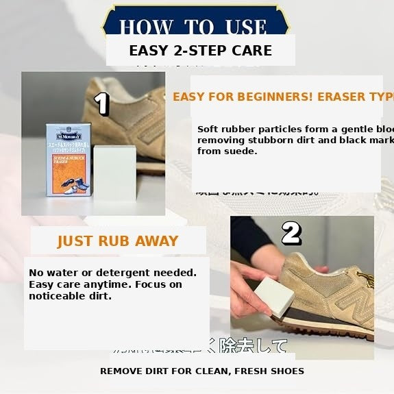 M.MOWBRAY Suede & Nubuck Eraser | Premium Japanese Stain Remover for Suede, Nubuck & Brushed Leather