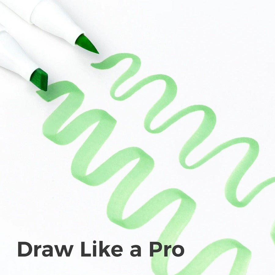 Ohuhu Honolulu Series 24 Alcohol Markers – Brush & Chisel Tip Dual-End Art Marker Set for Artists