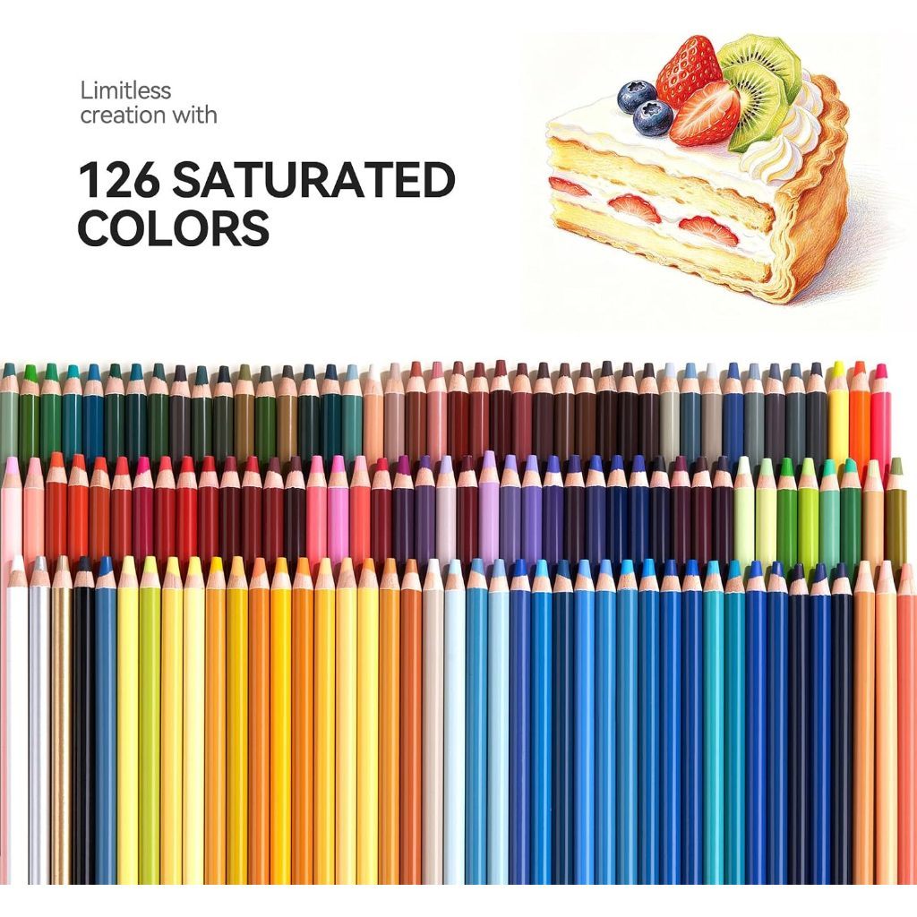 Arrtx 126 Soft Core Colored Pencils Artist Grade Set (5.0mm Soft Core for Blending & Shading)