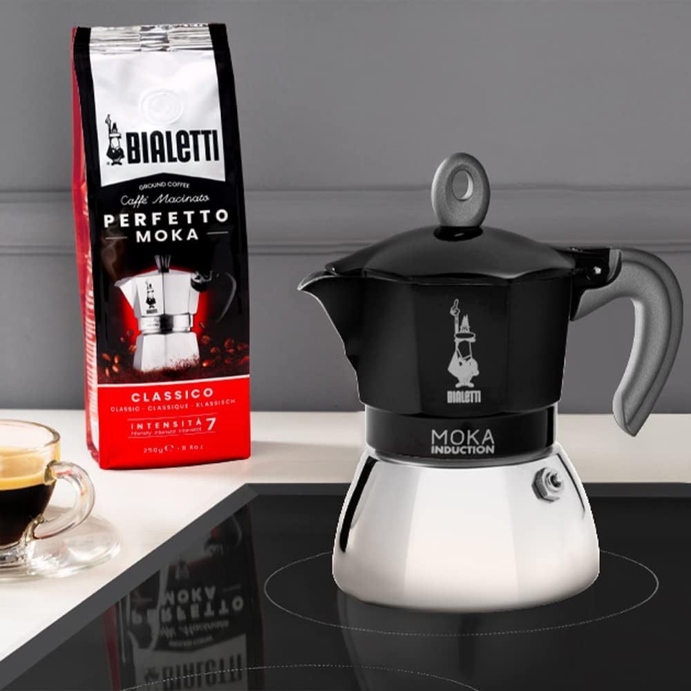 Bialetti Moka Induction Stovetop Coffee Maker, 2/4/6 Cups – Red/Black