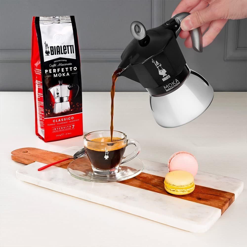 Bialetti Moka Induction Stovetop Coffee Maker, 2/4/6 Cups – Red/Black