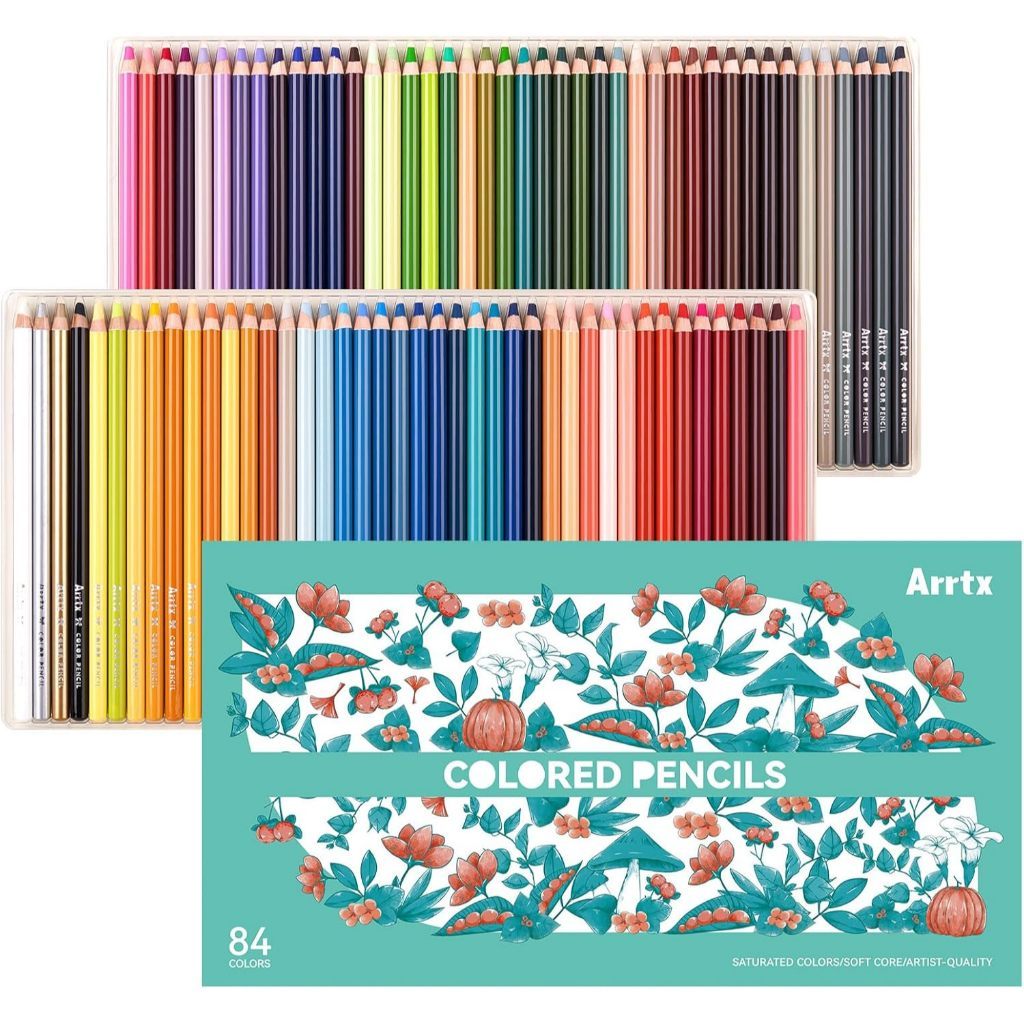 Arrtx 84 Soft Core Colored Pencils Artist Grade Set (5.0mm Soft Core for Drawing & Adult Coloring)