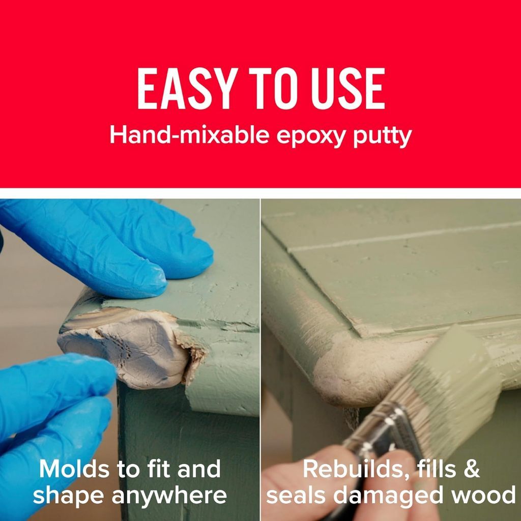 J-B Weld KwikWood Wood Repair Epoxy Putty Stick 7 Inch | High Strength Wood Filler | Repair Compound