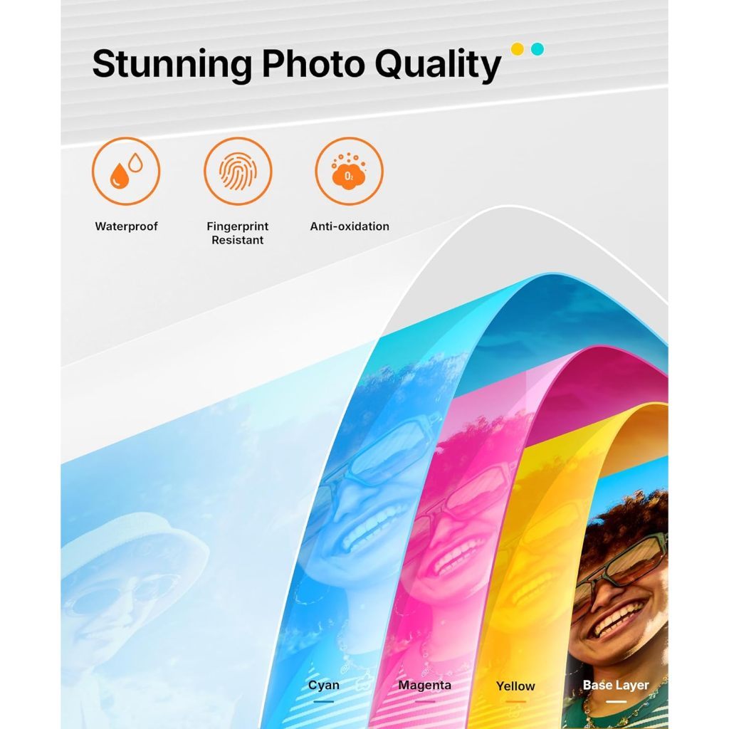 Liene Amber M110 Desktop Photo Printer Bundle | Bluetooth Connect | 80 Sheets Print Paper 2 Cartidges
