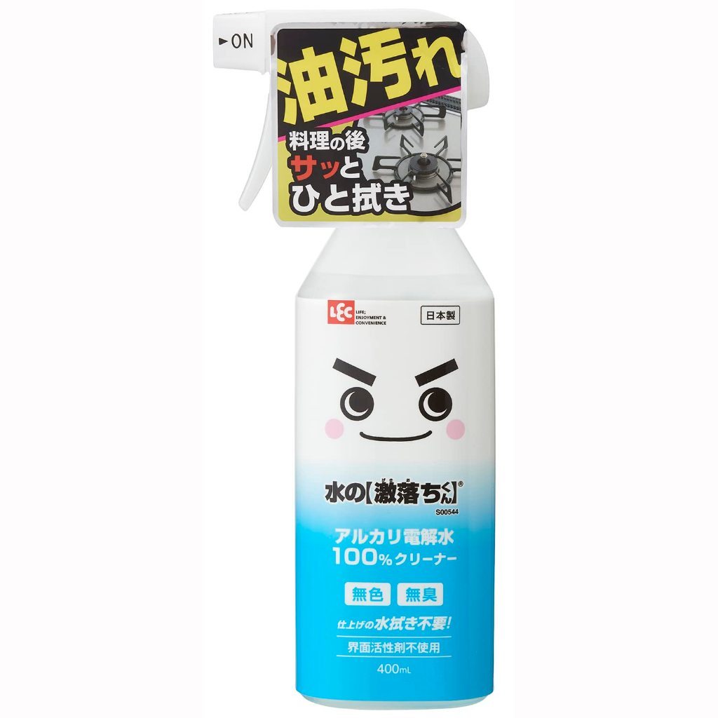 LEC Mizu Gekiochi-kun Alkaline Electrolyzed Water Cleaner | Multi-Surface Cleaner | 400ml, Refills