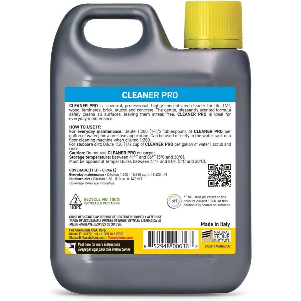 FILA Cleaner Pro All Surface Cleaner 946ml | Concentrated Floor Cleaner | Tile, Wood, Stone, Laminate