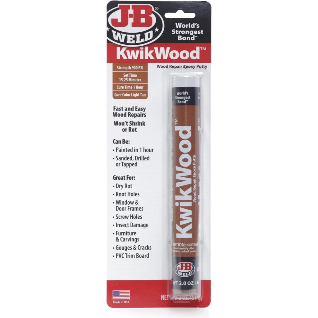 J-B Weld KwikWood Wood Repair Epoxy Putty Stick 7 Inch | High Strength Wood Filler | Repair Compound