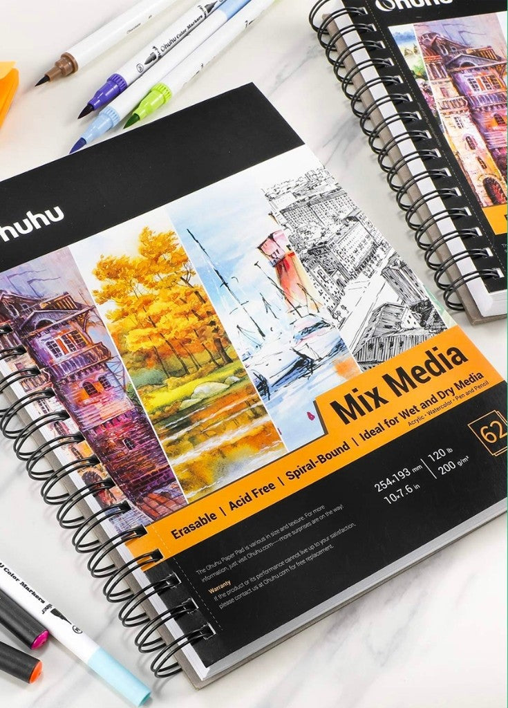 Ohuhu Mixed Media Art Sketchbook 120 LB/200 GSM Heavyweight 124 Pages