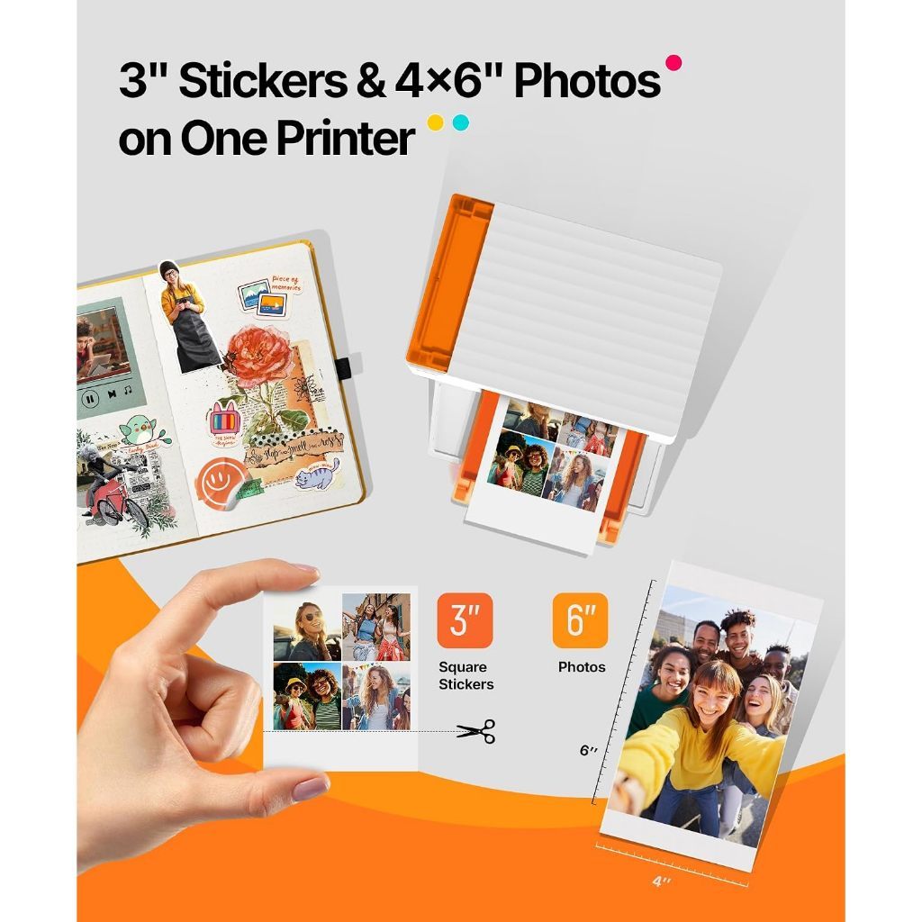 Liene Amber M110 Desktop Photo Printer Bundle | Bluetooth Connect | 80 Sheets Print Paper 2 Cartidges