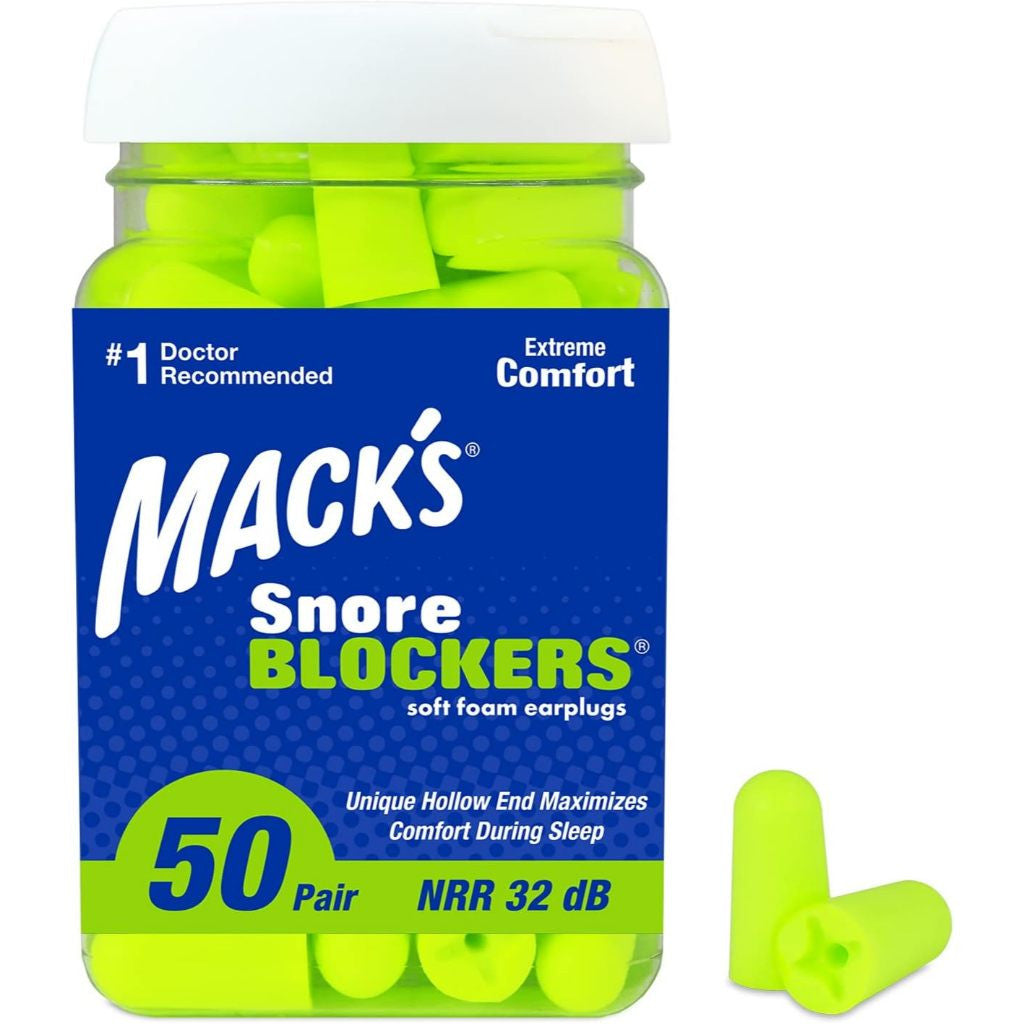 Mack's Snore Blockers Earplugs (50 Pairs) – 32dB High NRR Foam Ear Plugs for Sleeping & Snoring