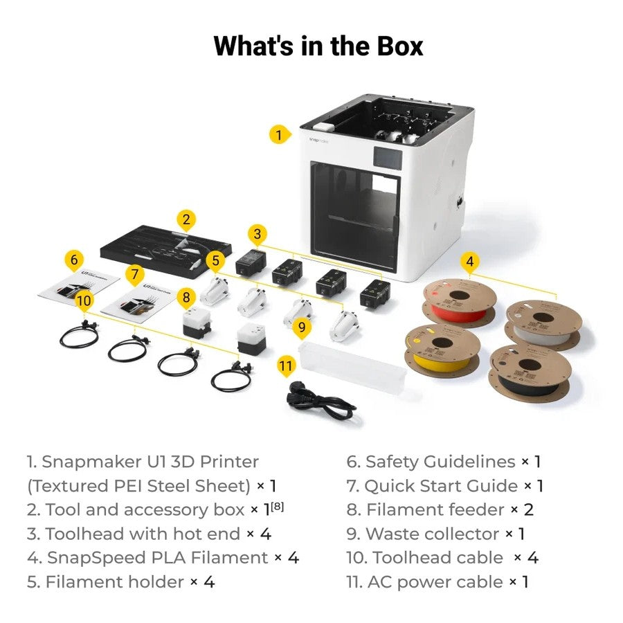 Snapmaker U1 Multi-Color 3D Printer | 4 Independent Toolheads | 5-Second Tool Changer | CoreXY 500mm/s [Pre-Order]