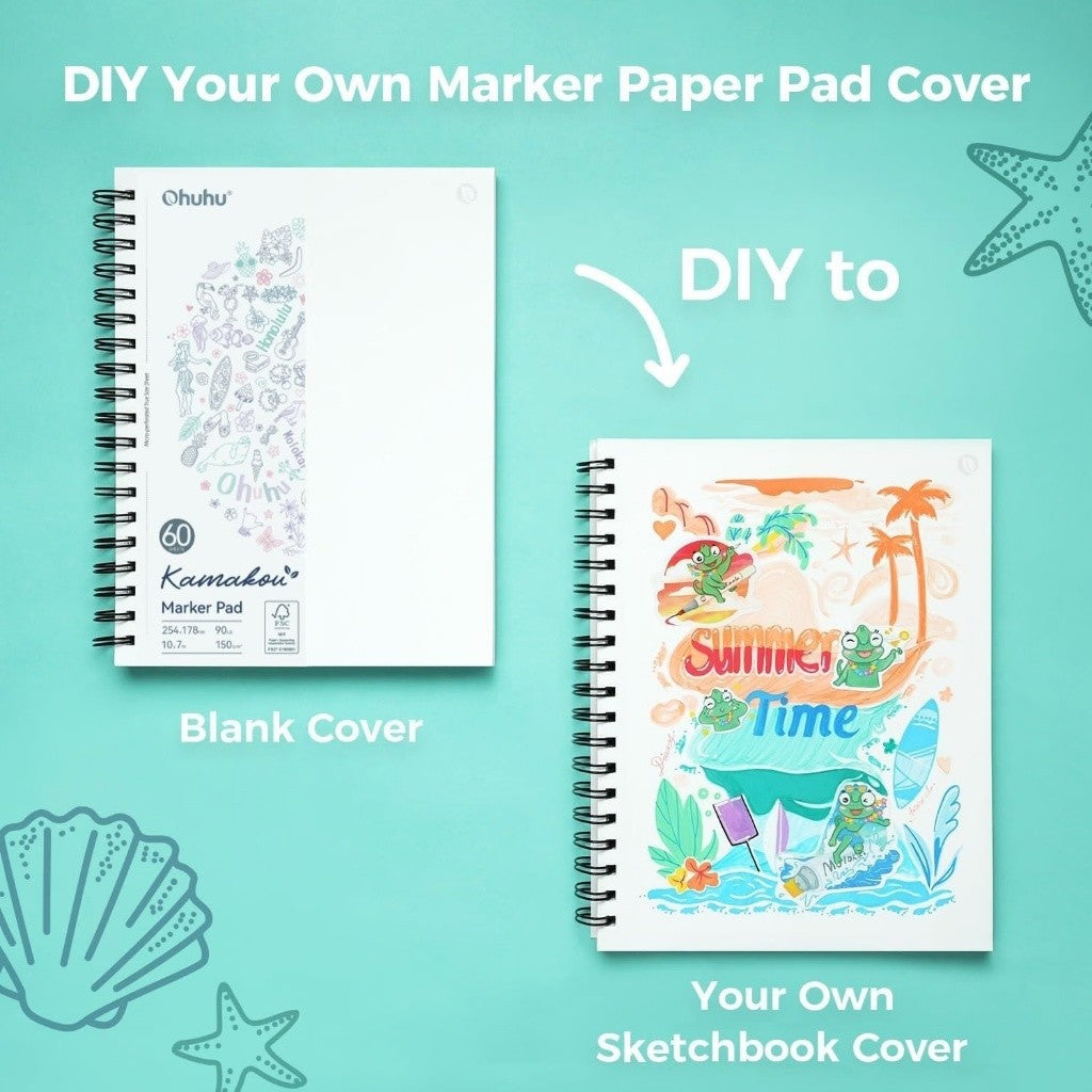 Ohuhu Bleedproof Marker Sketchbook 7×10" / 9×12" | 150gsm Double-Sided Paper