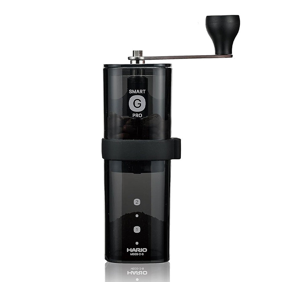 HARIO Smart G Ceramic Transparent Blk Coffee Grinder 24g [2 Cups]– Stainless Steel Burr Manual Grind