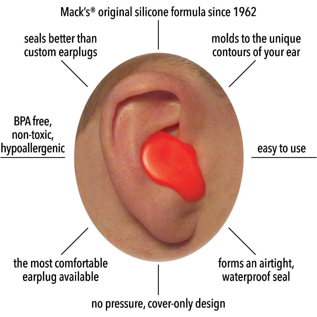 Mack’s Soft Waterproof Moldable Silicone Putty Earplugs – 6 Pairs | for Swimming, Travel & Noise