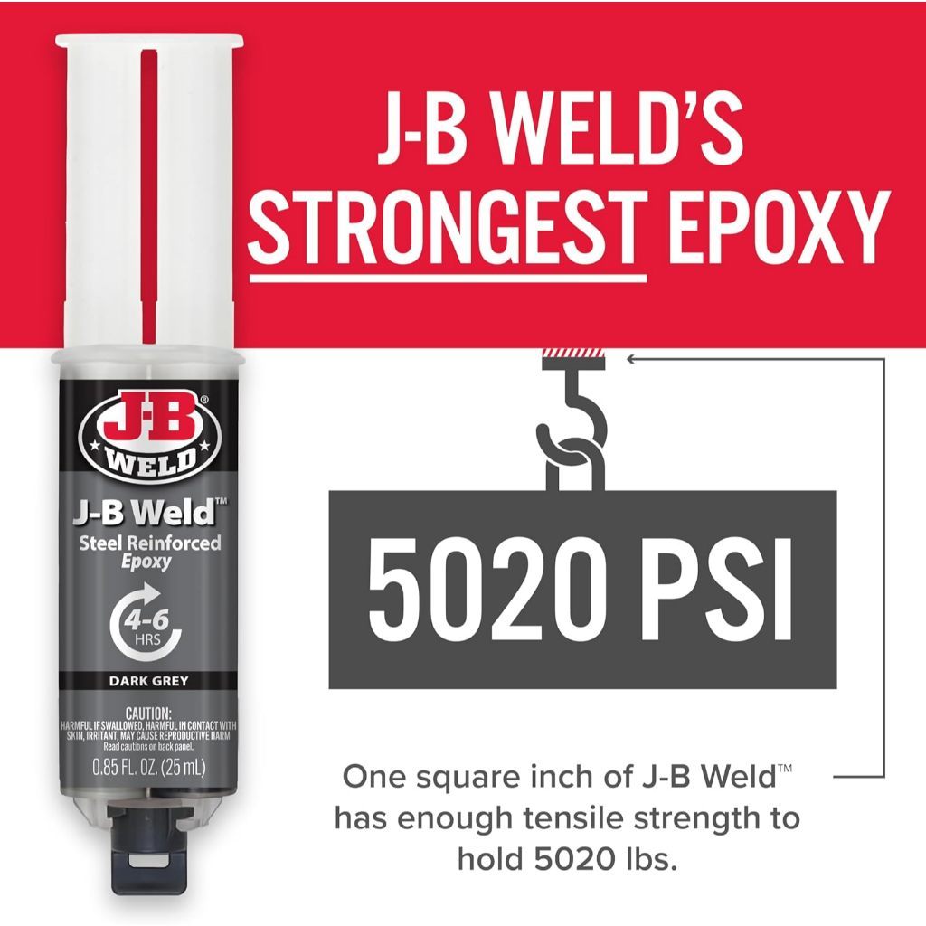 J-B Weld Original Steel Reinforced Epoxy Syringe [25ml] – High Strength Metal Repair Adhesive