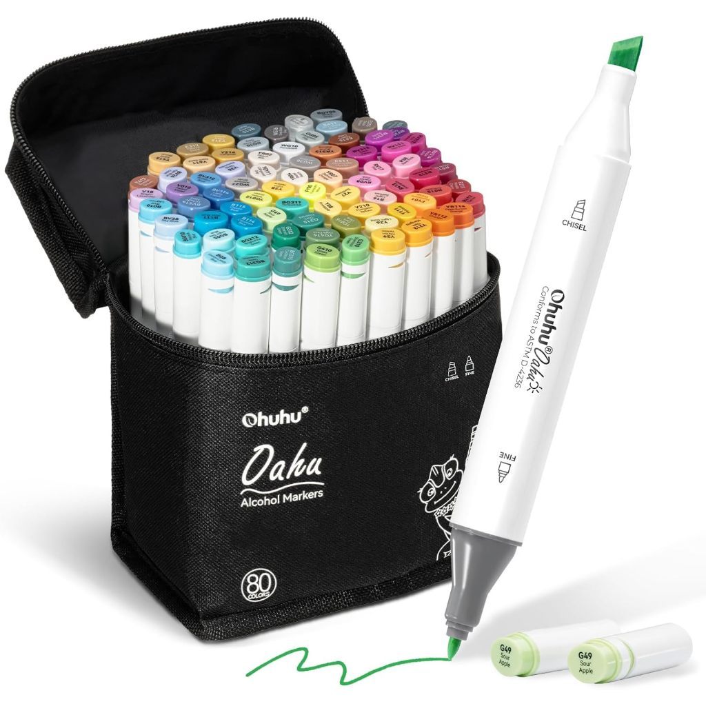 Ohuhu Oahu Series Alcohol Markers – Fine & Chisel Tip Dual-End Art Marker Set for Artists