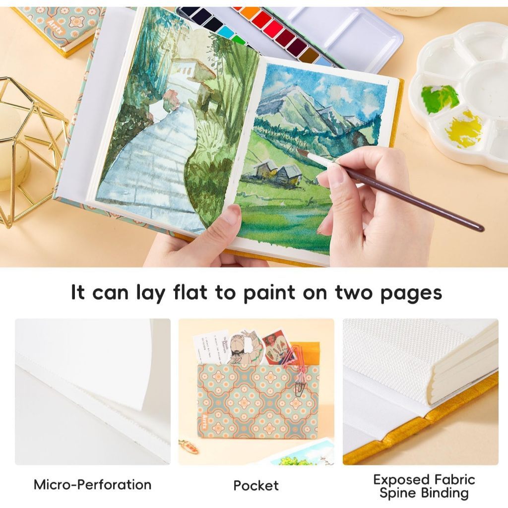 Arrtx Watercolor Hardcover Sketchbook 100% Cotton 300gsm Hot Press [136 x 98mm]