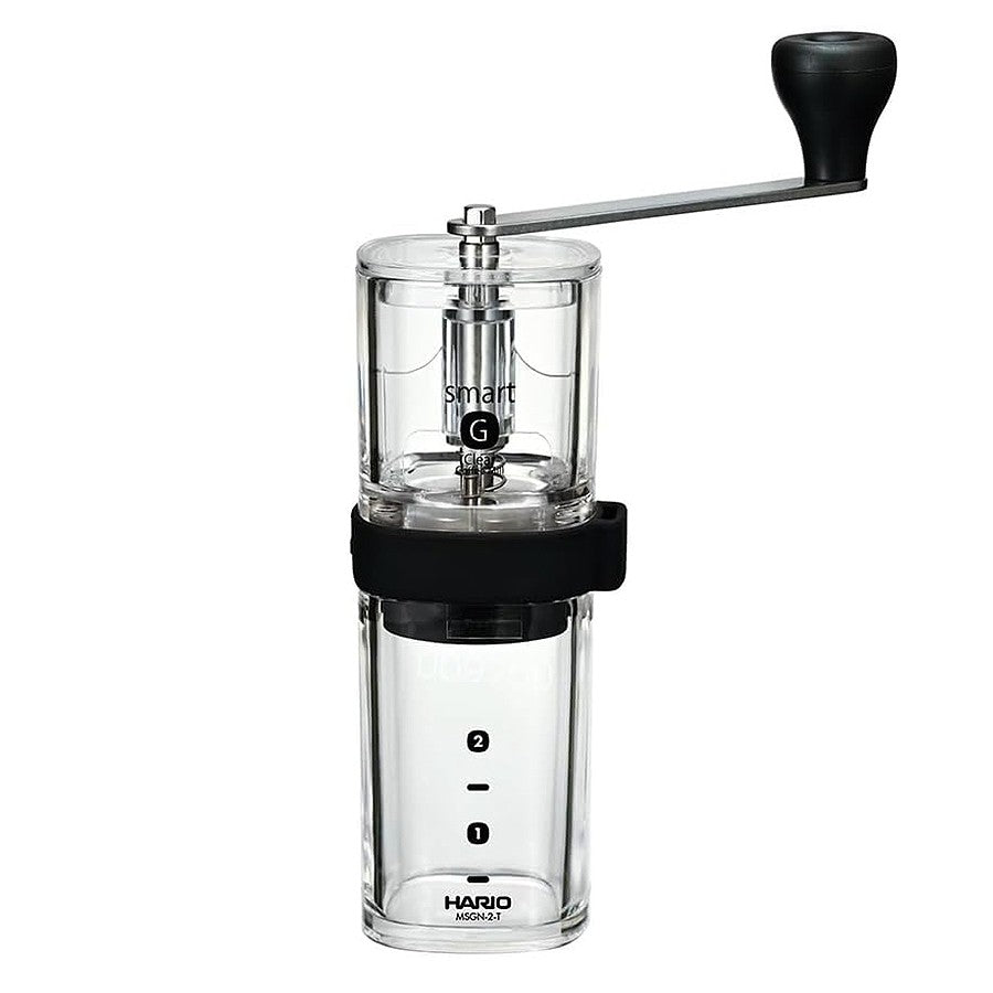 HARIO Smart G Ceramic Transparent Coffee Grinder 24g [2 Cups]– Compact Manual Hand Grinder