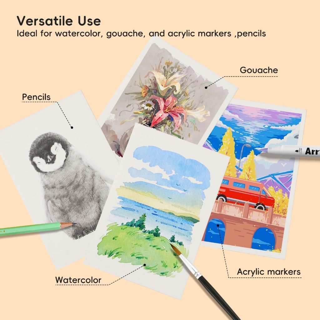 Arrtx Watercolor Hardcover Sketchbook 100% Cotton 300gsm Hot Press [136 x 98mm]