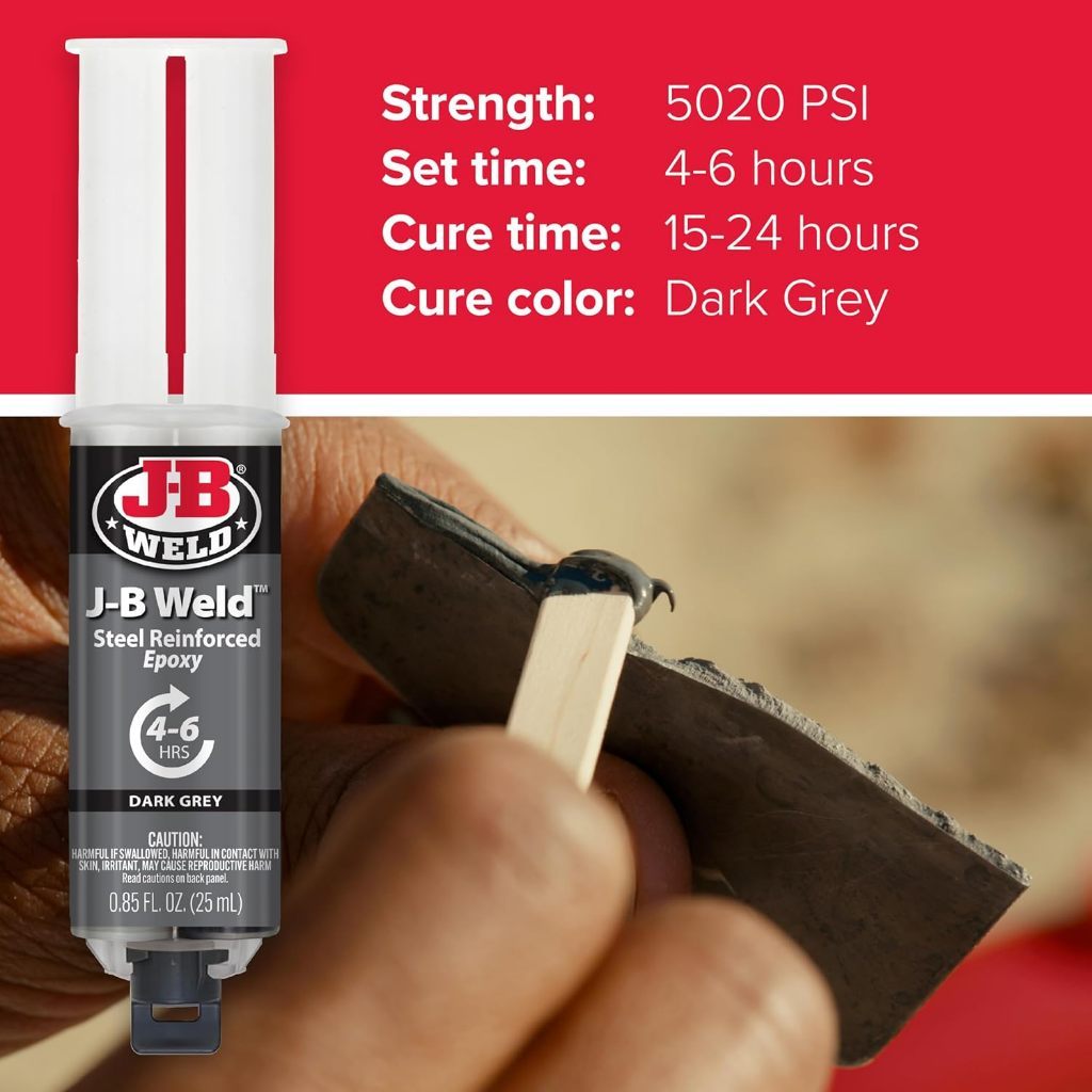 J-B Weld Original Steel Reinforced Epoxy Syringe [25ml] – High Strength Metal Repair Adhesive