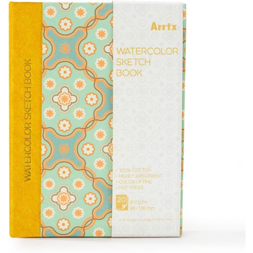 Arrtx Watercolor Hardcover Sketchbook 100% Cotton 300gsm Hot Press [136 x 98mm]