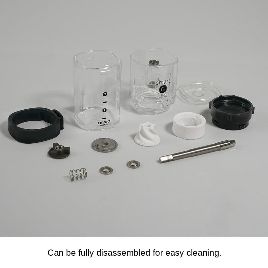 HARIO Smart G Ceramic Transparent Coffee Grinder 24g [2 Cups]– Compact Manual Hand Grinder
