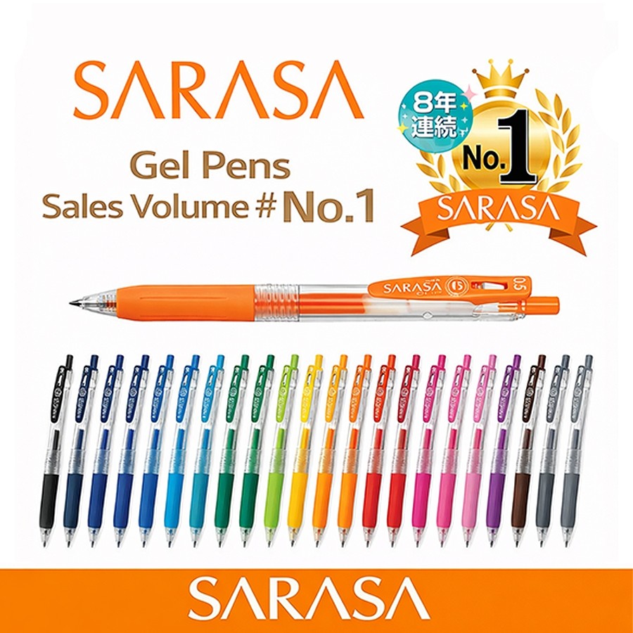 Zebra Sarasa Clip Gel Pen 0.5mm 20 Colours Set – Smooth Writing, Retractable, Binder Clip