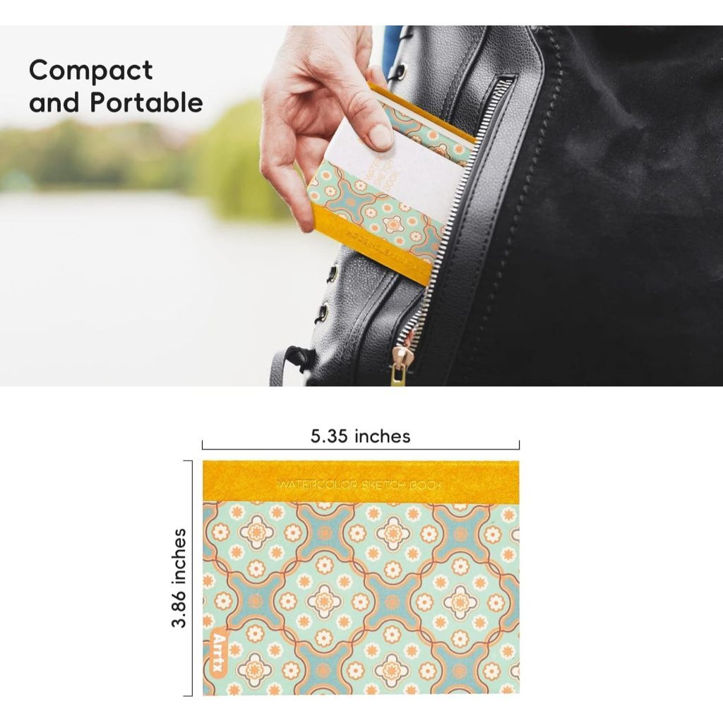 Arrtx Watercolor Hardcover Sketchbook 100% Cotton 300gsm Hot Press [136 x 98mm]