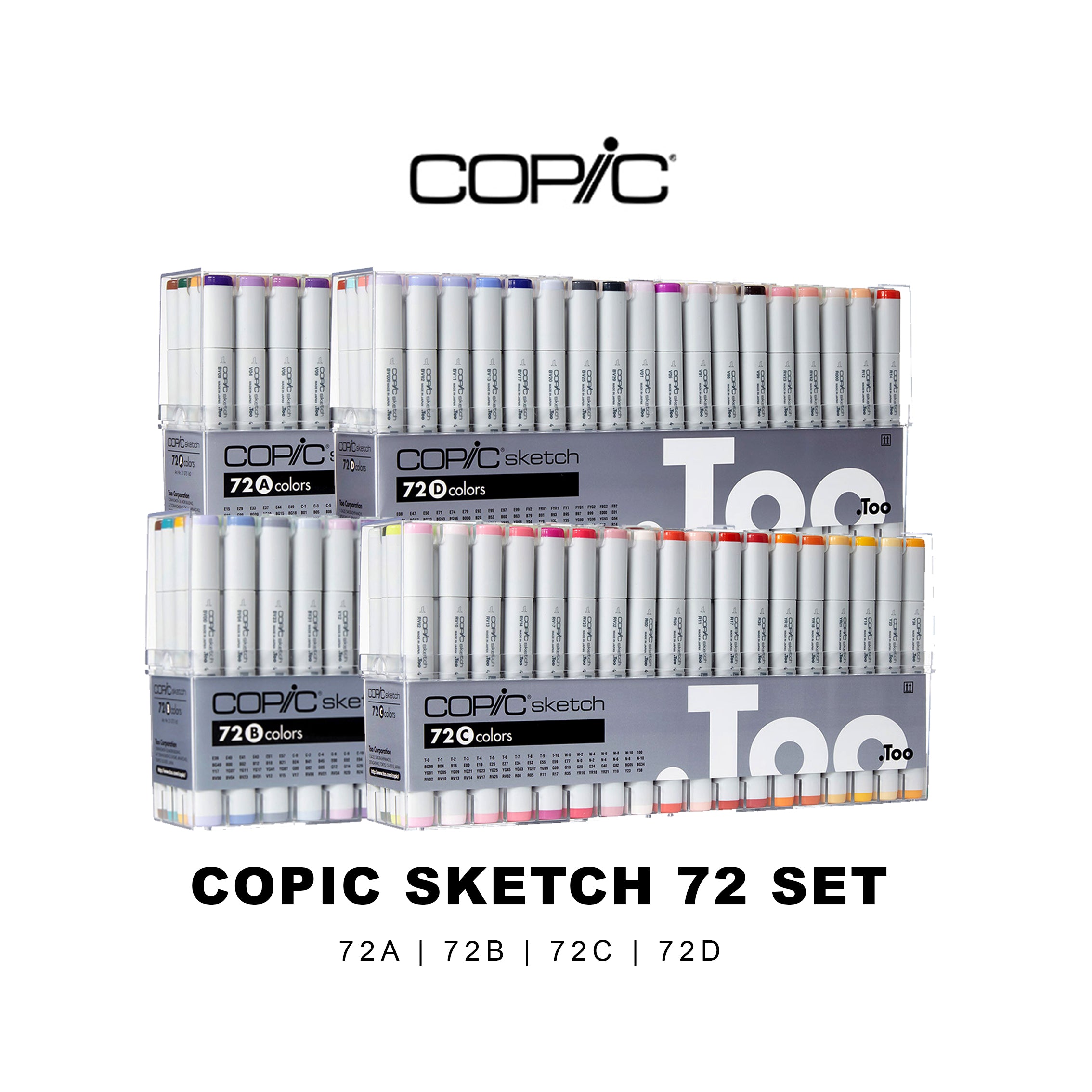 Copic Sketch 72 Markers Set [A-E] with Acrylic Marker Holder